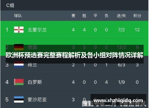 欧洲杯预选赛完整赛程解析及各小组对阵情况详解